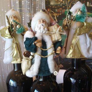 Christmas Ornaments-Wine Toppers 7 for Hostess Gifts-Christmas Trees-Table Decor